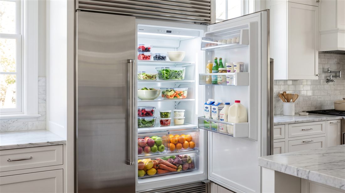 Sub-Zero refrigerator, door open