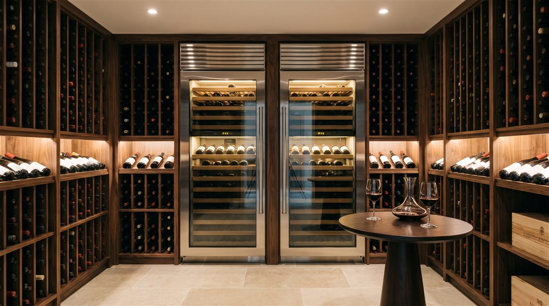 Sub-Zero wine storage pair in a private wine room